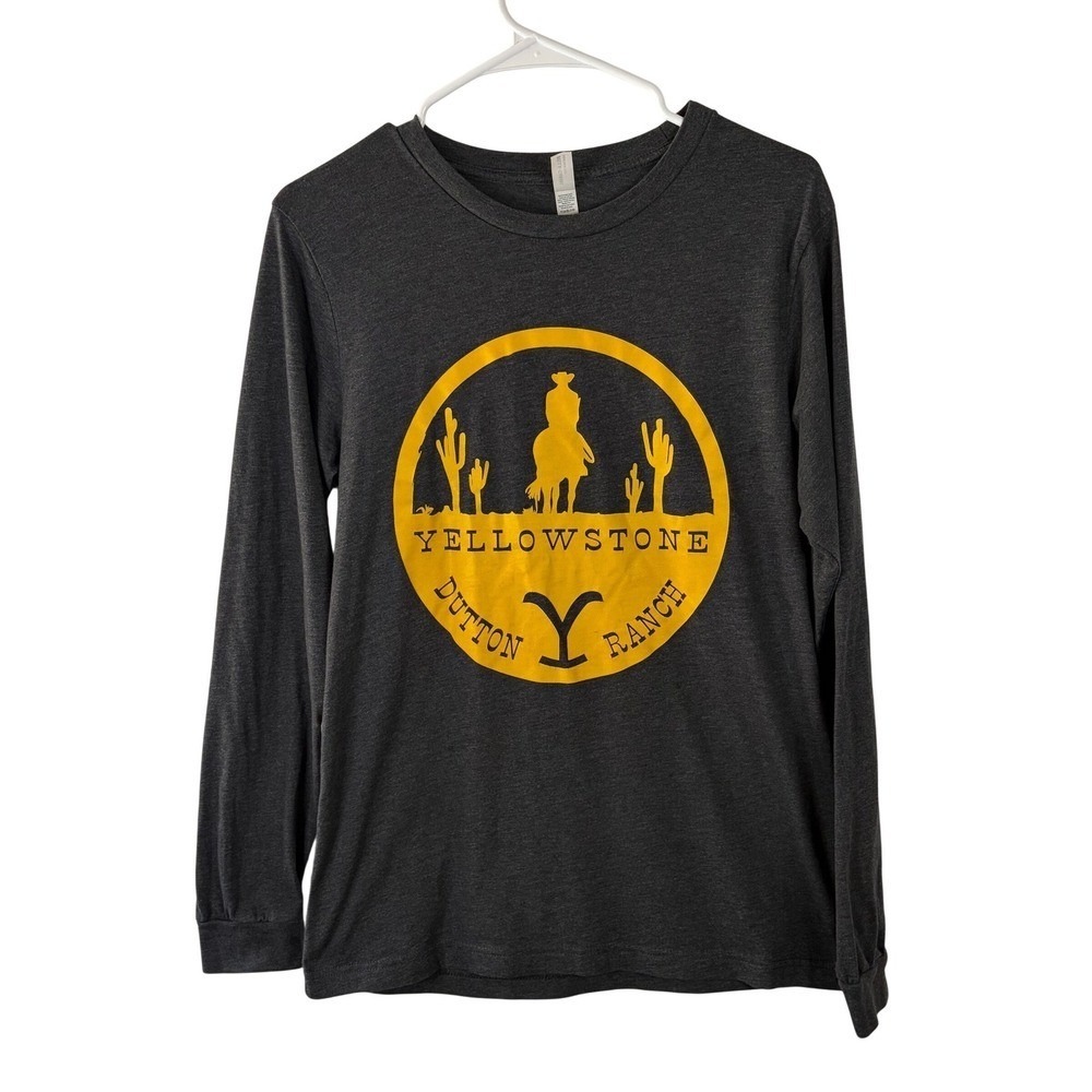 Yellowstone Dutton Ranch Long Sleeve Shirt Mens Medium Gray Bella Canvas Graphic